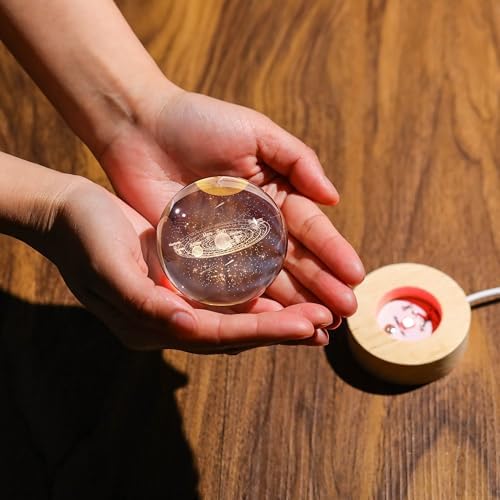 3D Solar System Crystal Ball with LED Colorful Lighting Touch Base, Solar System Model Decor Science Astronomy Gifts God Bless The World Easter Religious Space Gifts Decor - Image 2