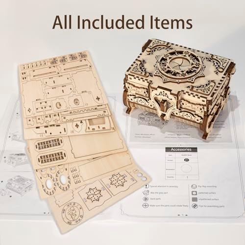 3D Wooden Puzzles for Adults,Wooden Toy for Kids and Adults,Model Building Kit,Educational Brain Teaser,Best Educational Christmas Birthday Day Gift for Friends (Wooden Antique Box) - Image 7