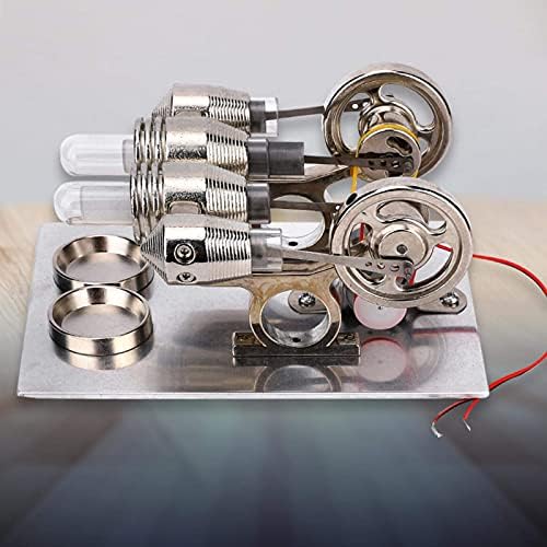 4 Cylinder Hot Air Stirling Engine Miniature Power Generator Colourful LED Flywheels Physics Lab Teaching Model - Image 4