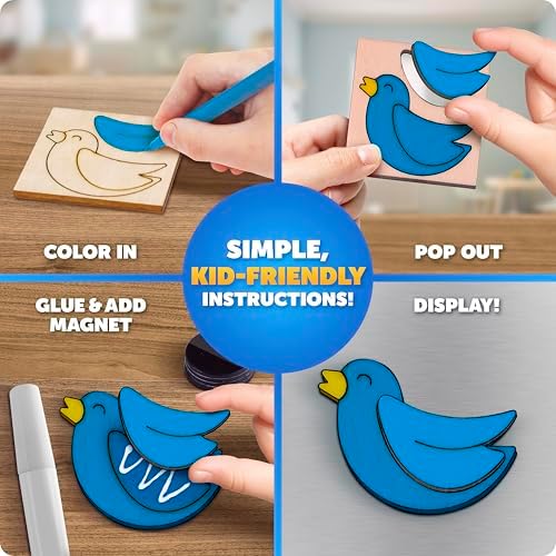 Blue Marble Wooden Magnet Painting Craft Kit with 15 Nature Designs - Image 5