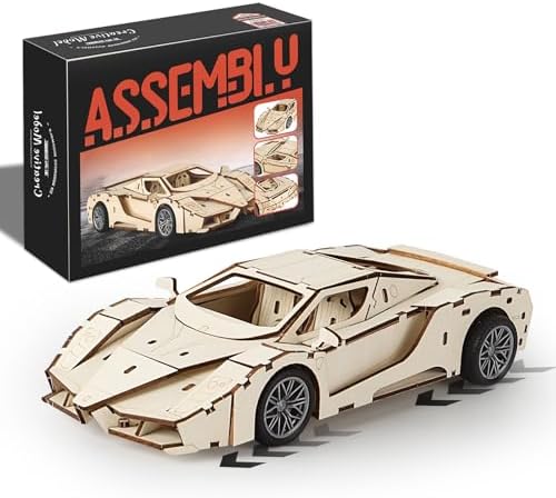 3D Wooden Puzzle Sports Car Model Kits for Adult to Build, 87Pcs by Unknown