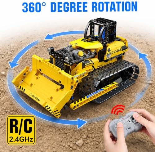 zinat 3 in 1 RC Bulldozer Building Set, STEM Construction Vehicle Kit with App & Remote Control, Tracked Engineering Toy Gift for Kids Boys Girls Ages 6+ - 452Pcs - Image 4