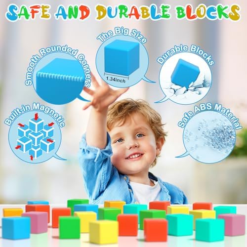Magnetic Blocks, 28PCS Magnetic Building Blocks, 1.34 inch 3D Cubes for Toddlers, Preschool Educational Construction Kit, Sensory Montessori Toys Kids Blocks for Boys Girls - Image 6