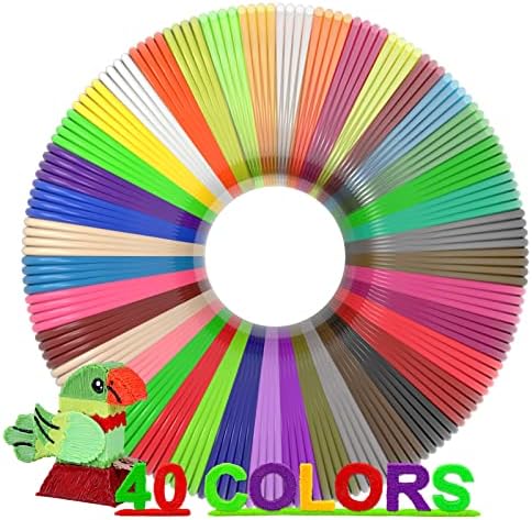 3D Pen Filament 1.75mm PLA Refills 40 Colors, Each Color 8 Meters(26 Feet), Total Length 320m(1050 Feet), 250 Stencils eBooks by dikale