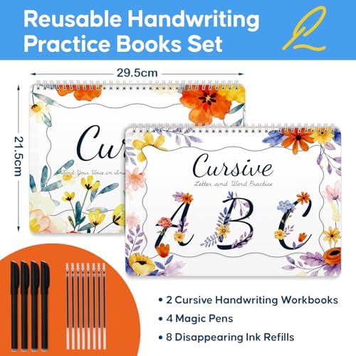 Grooved Cursive Handwriting Workbook for Kids & Adults,Magic Reusable Grooved Cursive Handwriting Practice Guided Tracing with Disappearing Ink,Cursive Writing Practice Book with Words Letters Quotes - Image 3