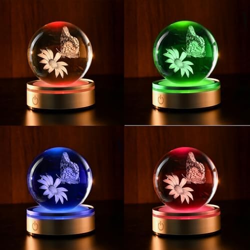 IFOLAINA 3D Butterfly Crystal Ball Decor Lamp Gifts Ideas for Mom Her - Image 6