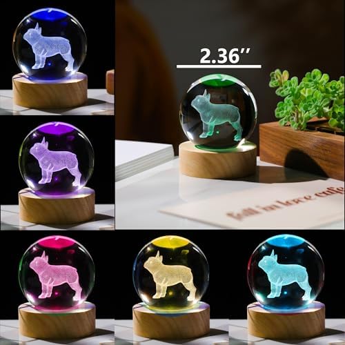 3D Crystals Ball 60mm - Bulldog Figurines Decor Glass Animals Figurine Gifts for Women, Room, Birthday, Lovers, Keepsake Paperweight - Image 3