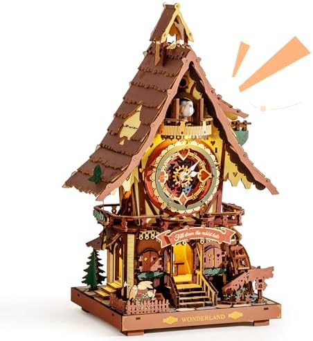 ROKR Cuckoo Clock 3D Wooden Puzzle with LED Light & Hourly Chime for Adults by ROKR-InterestingSmartPuzzleToys