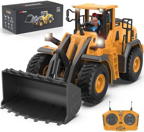 KidsFaves RC Wheel Loader Toy – 9-Channel RC Construction Vehicle, 1:20 Scale, with Sound and Light Effects– Suitable for Kids Ages 3+ by KidsFaves