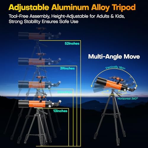 USCAMEL Telescope for Adults 90mm High-Powered: Refractor for Kids 8-12 - Image 3