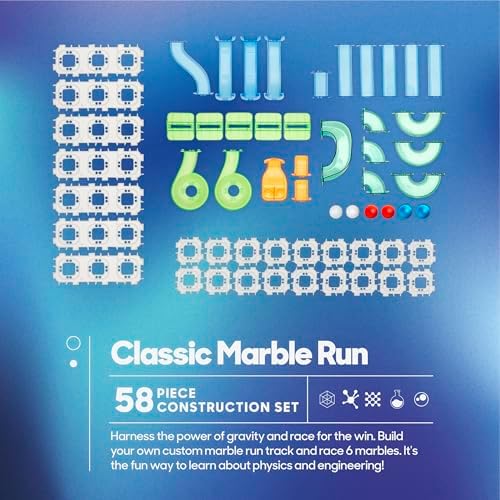 Discovery Marble Run Race Track – 58-Piece Marble Maze Construction Set| 6 Marbles| STEM Learning Activity| Sensory Toy Building Kit| Educational Physics & Engineering Toy for Kids Ages 6+ - Image 7