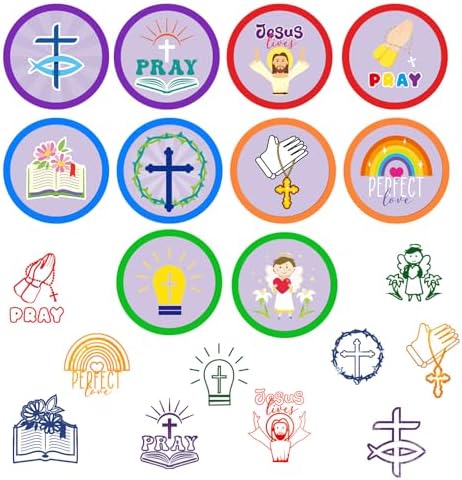 Cinrobiye 24 Pcs Christian Stampers Party Favor Set, Cute Bible Verse Stamps for Kids Sunday School, Church Classroom Rewards, Faith Based Gifts, Goody Bag Fillers, Religious Party Supplies - Image 2