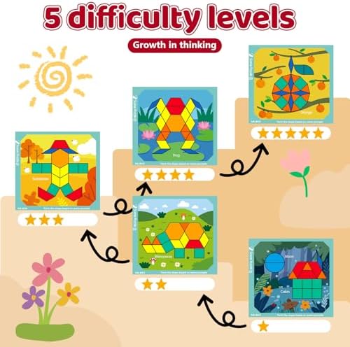 Wooden Magnetic Pattern Block Set with Cards & Pen, 248 Pcs Montessori Creative Magnetic Puzzle Toys for Toddlers 4-8, Learning Educational STEM Tangrams for Kids Boys Girls 4 5 6 7 8 - Image 2