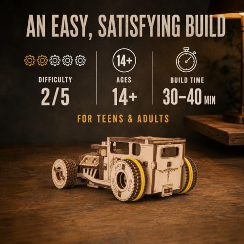 EWA Eco-Wood-Art Pocket Hot Rod - 3D Wooden Puzzle Mechanical Model Kit DIY Wood Construction Set - Image 5