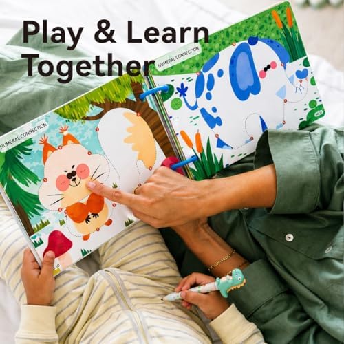 Reusable Dinosaur Coloring Book for Kids - 30 Pages Magic Water Drawing Book, erasable Activity Pad with Markers, Travel Toys for Airplane Road Trip Games, Preschool Learning Gifts - Image 6