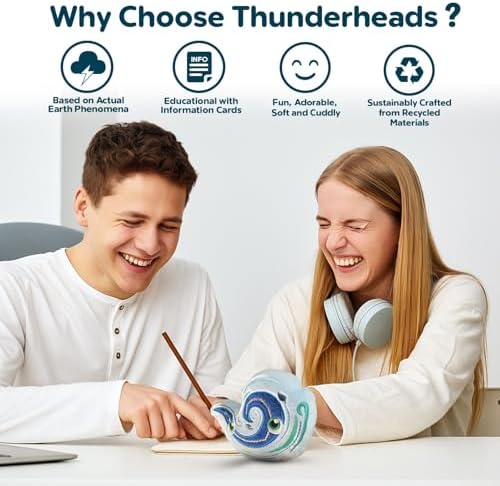 Thunderheads Wind Plush, Weather-Inspired Educational Collectible with Fact Card for Exploring Nature, Sky, Storms & Planet Earth, Eco-Friendly STEM Gift for Families, Students, Scientists & Explorers - Image 3