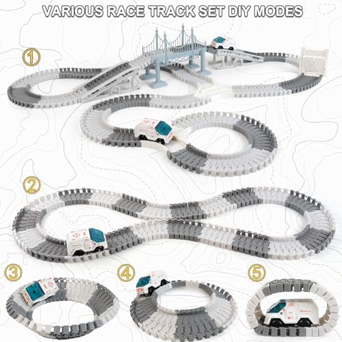 GIAT Race Car Tracks Set - Birthday Gift for 3 4 5 6 7 Year Old Boys, 290+ PCS Flexible Train Track Kit for Kids, Interactive Toy with Cars and Rocket - Image 4