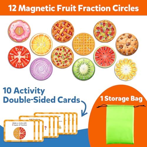 Aizweb Magnetic Fraction Tiles & Circles Set,Bars,Magnetic Fraction Educational Puzzle,Montessori Math Manipulatives,Fraction Learning Games for Elementary Classroom Homeschool Supplies - Image 4
