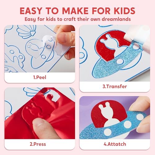 Klever Kits Foil Art Kit for Kids - Arts & Crafts Supplies, Mess Free Coloring, Foil Foam Stickers, Creative Travel Toys, Birthday Gifts for Boys & Girls Ages 4 and Up - Image 4