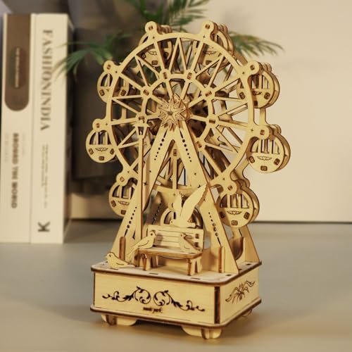3D Wooden Puzzles Music Box Ferris Wheel DIY Crafts Handmade Model Kits for Women Birthday Gifts - Image 2