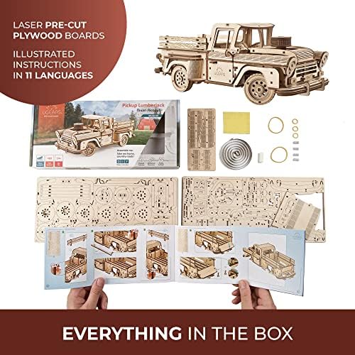 UGEARS Wooden 3D Puzzles for Adults - Pickup Lumberjack Model Car Kits 3D Puzzle Adult Crafts - Mechanical Wooden Model Kits for Adults Retro Chevrolet 3100 Inspired - Image 4