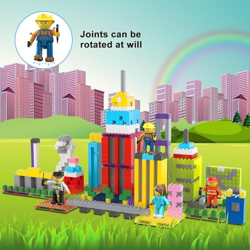 Picasso Toys Magnetic Character Action Figures 4 Piece for Building Block Tile Toddler Toy Set Magnet Expansion Pack Age 3 and up Fireman, Nurse, Police, Constructions Learning Pretend Playset PTA17 - Image 4