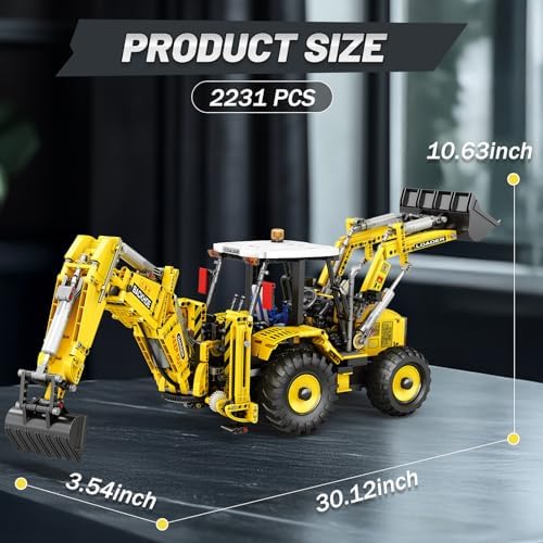 Reobrix RC Backhoe Loader Building Block Sets for Adults 2231PCS - Image 4