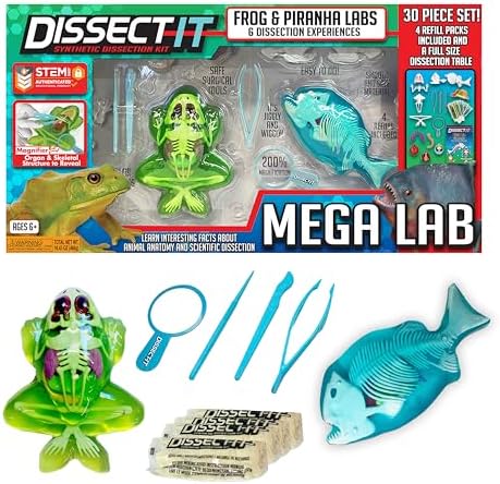 Top Secret Toys Mega Lab Dissect It Kit for Kids, Synthetic Frog and Piranha Dissection Kids Science Kit with Tools, STEM Biology Toys for Ages 6+ by TopSecretToys
