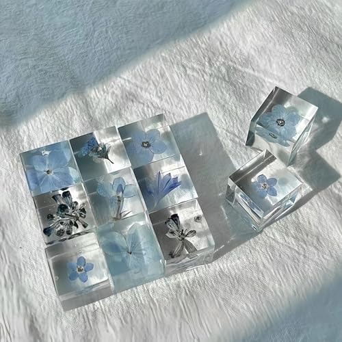 12pcs Plant Specimens,Resin Squares, Decorations,Children's Science Education Supplies,Drip-Dried Resin Flower Specimens,Real Flower Specimens for Microscope (Colorful) - Image 5