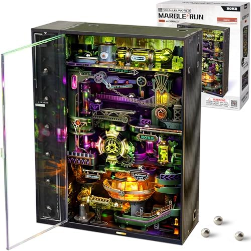 ROKR 3D Puzzles Marble Run Model Building Kit for Adults, DIY Hobbies for Men Women (Alchemy City MR04S) by ROKR-InterestingSmartPuzzleToys