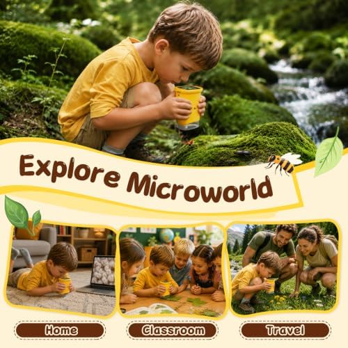 SEEKID Microscope for Kids 200-1000X, STEM Toy Science Kit for Kid(Yellow) - Image 6