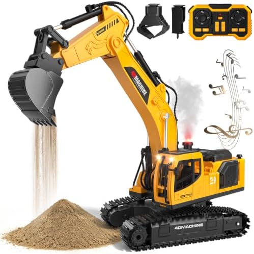 3-in-1 Remote Control Excavator Toy, 20 Channel 1:16 RC Excavator for Boys by AZDYJL