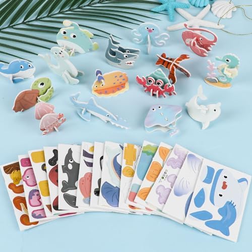 LOMIMOS Educational 3D Cartoon Puzzle for Kids,25Pcs 3D Cartoon Jigsaw Creative Learning Model for DIY Crafts Birthday Party Favor Gifts (Marine Organism) by LOMIMOS