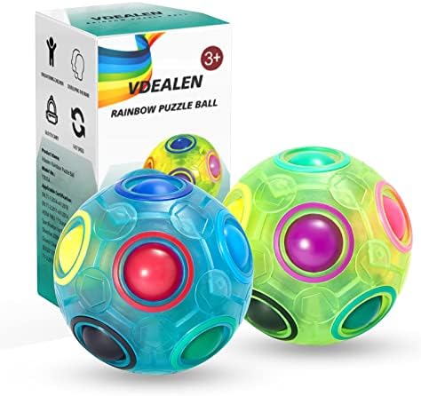 Vdealen Magic Rainbow Puzzle Ball, Fidget Ball Puzzle Brain Teaser Fidget Toy for Boys & Girls- Birthday Party Valentines Easter Christmas Stocking Stuffers for Kids Teen & Adults-2 Pack by Vdealen
