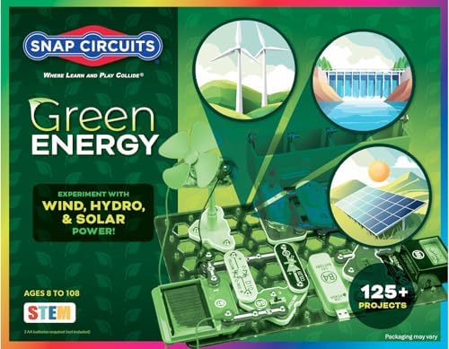 Snap Circuits Green Energy Electronics Exploration Kit | Over 125 Exciting STEM Projects | Full Color Project Manual | 45+ Snap Circuits Parts | STEM Educational Toys for Kids 8+ by SnapCircuits