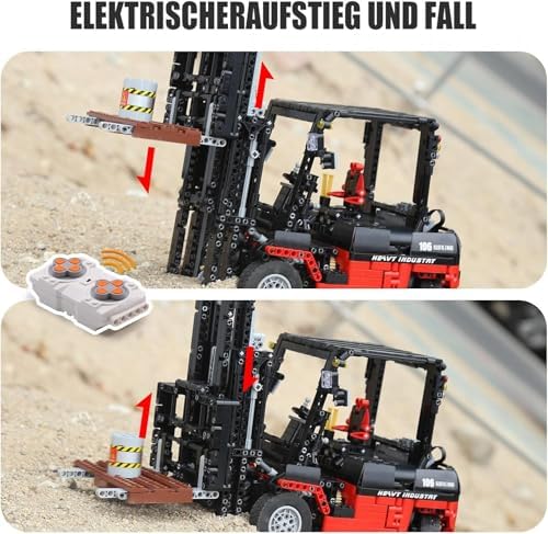 Mould King 13106 Forklift Truck Building Block Kit, MOC Remote Control Heavy-Duty Shelf Lifted Truck Model Toy, Gift Toys for Kids Age 8+/ Adult (1,719 Pieces) - Image 2