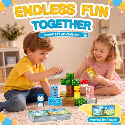 Pocket Cubes Magnetic Blocks & Magnetic Tiles, 35 PCS Voxel Adorable Pet Building Cubes Set, STEM Construction Toys for Kids Ages 4-8, Mini Travel Toys for Toddlers 3-5, Montessori Sensory Gifts - Image 2