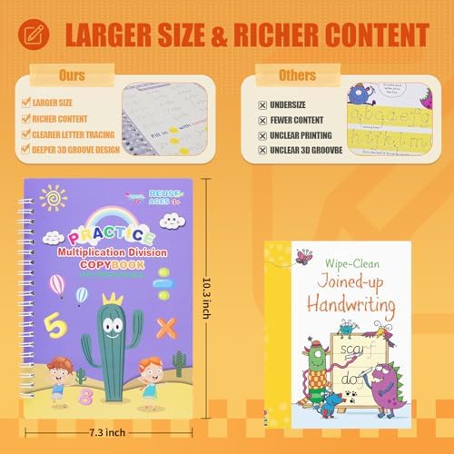 Large 5PCS Reusable Magic Grooved Handwriting Copybook for Kids - Image 3