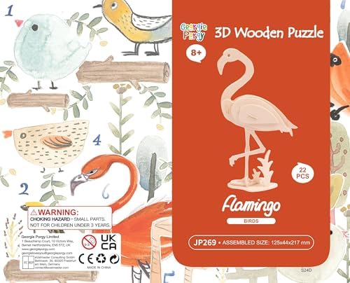 Georgie Porgy 3D Wooden Puzzles for Kids Toys Construction Woodcraft Kits DIY Model Puzzle Kits Birthday Gifts Pack of 3 (Bee Flamingo Owl) - Image 6