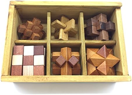 Guaishou 6-in-One 3D Luxury Wooden Brain Puzzle Teaser Kongming Lock for Teens and Adults Includes Storage Box - Image 3
