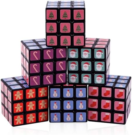 24 Pcs Mini Cubes Bulk, Christmas 1.18 Inch 3x3x3 Puzzle Cube Set, Stocking Stuffers for Kids, Birthday Party Favors, Classroom Prizes, Stress Relief Fidget Toys, Easter Basket Fillers by Unknown