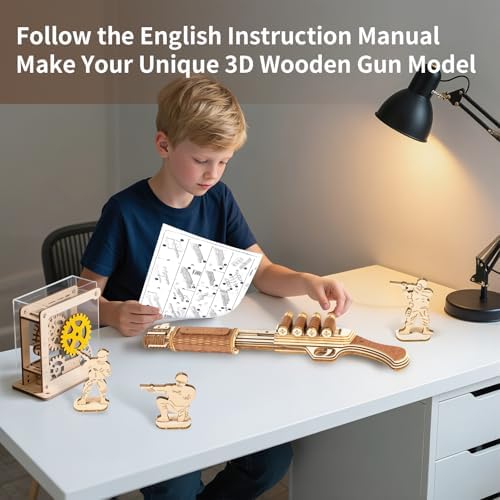 3D Wooden Puzzle for Adults, Rubber Band Guns, Toy Shotgun Model Building Kit, DIY Wood Crafts Cool Toy, Hobbies for Man, Unique Gift for Kids, Adults, Lovers - Image 4
