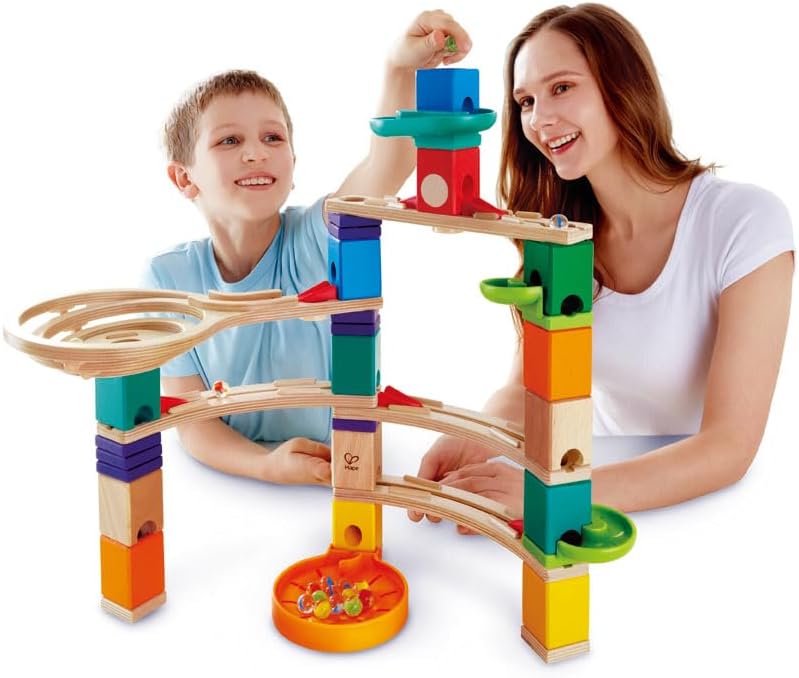 Hape Quadrilla Cliffhanger Wooden Marble Run Blocks | Marble Maze Run Set, Early Educational STEM Development Building Toys for Kids, Multicolor, Model:E6020 - Image 3