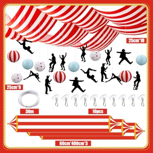 40 Pcs Circus Ceiling Party Decoration, Carnival Clown Hanging - Image 2