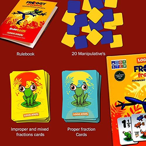 Froggy Fractions Math Games for Fourth Grade and up, 24 Fraction Manipulatives 72 Proper, Improper, and Mixed Fractions Card, Stem Toys for 10 Year Olds and Up - Image 4