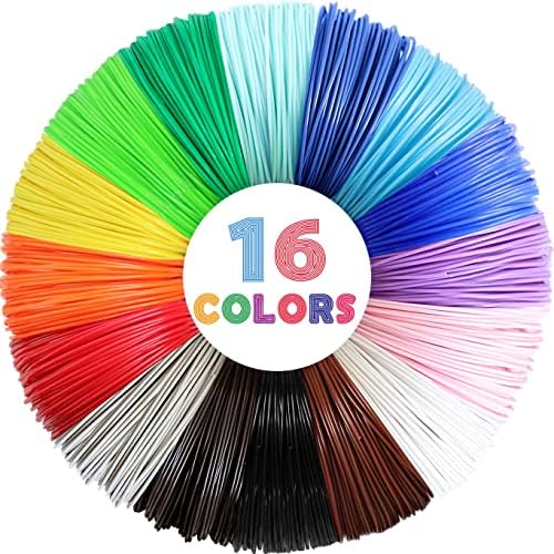 MIKA3D 3D Pen 3D Printer PLA Filament Refill, 16 Colors 1.75mm PLA Filament Pack, High-Precision Diameter Filament, Each Color 10 Feet, Total 160 Feet Lengths, Great PLA Printing Sample Pack by MIKA3D