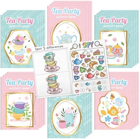 Bulk Tea Party Activity Books, 24Pcs Mini Game Coloring Book Set for Kids by X1zuue
