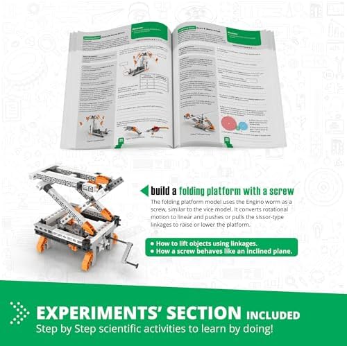 Engino: Discovering STEM - Mechanics: Gears & Worm Drives - 12 Model Toy Machine Brick Building Set, Snap-Fit Construction, Experiment-Theory, Kids 9+ - Image 4