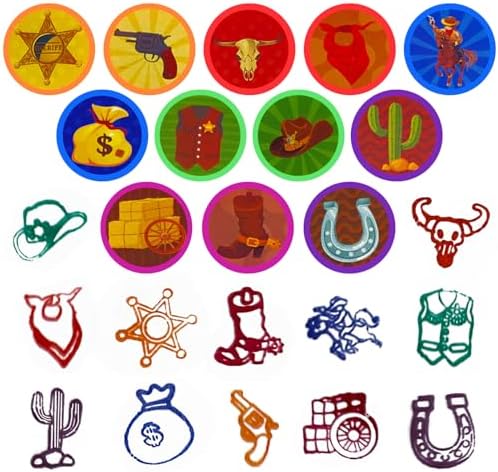 Cinrobiye 24 Pcs Western Cowboy Stampers Party Favor Set, Cute Cowboy Rodeo Stamps for Kids Birthday Party, Classroom Rewards, Carnival Prizes, Goody Bag Fillers, Western Themed Party Supplies - Image 2