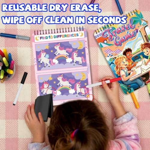 Elfew 2 Pack Reusable Wipe Clean Travel Game Activity Books for Kids 8-12 - Image 5